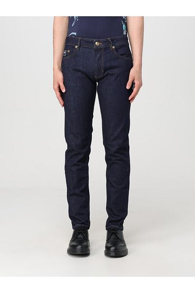 Versace Men's Slim Fit Skinny Leg Straight Denim Navy Blue Trousers 78Gab5D0Cdwa7-904