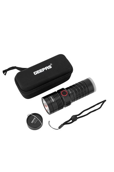Geepas Waterproof LED Flashlight With Power Bank, Aluminum Alloy Body, High Power LED COB White Ligh