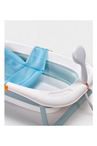 OEM Foldable bathtub with ergonomic hammock, thermometer, blue