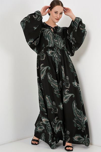 Bigdart فستان حجاب طويل بأكمام بالونية للنساء 2464 - Y.Green