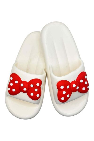 TECOS Women's Slippers, ®, Size 38-39, White With 3D Bow Print, Very Light, 24.5 Centimeters