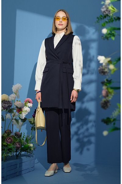 Fatma Atasoy Spanish Leg Trousers Navy Blue