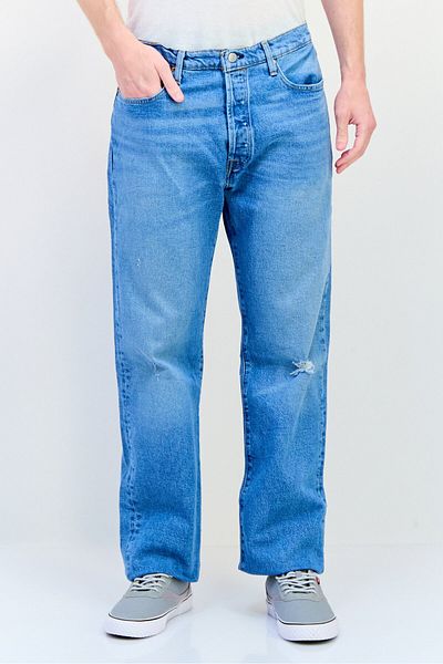 Levi's Men Regular Fit Ripped Stretchable Denim Jeans, Blue