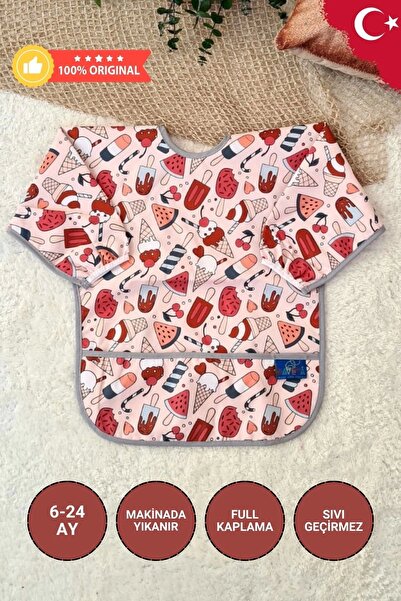 Babydonat مريلة للأنشطة والطعام للجنسين مقاومة للسوائل بنمط الآيس كريم من عمر...