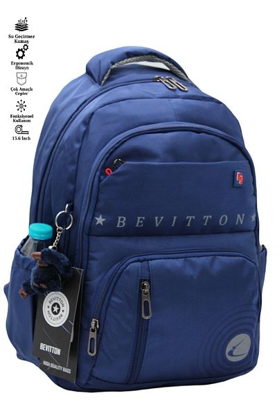 Bevitton Bvt-34400 Water Repellent Fabric Daily School Backpack Navy Blue School Bag