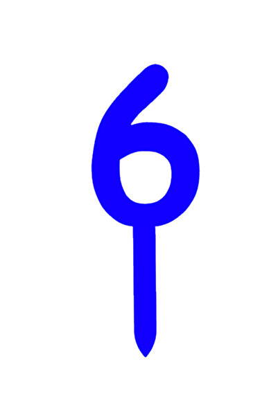 OEM Topper tort, "6", happy anniversary,150 X 56 mm albastru