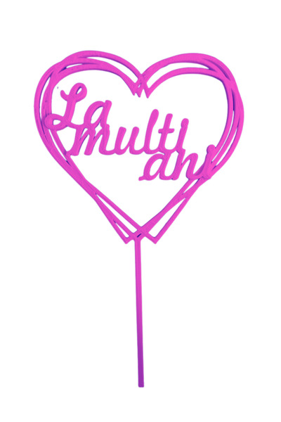 OEM Topper tort, "LA MULTI ANI", zi de nastere 17 x 10 cm mov deschis