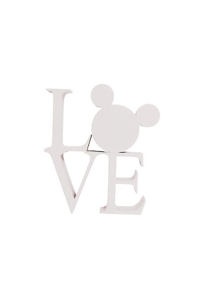 OEM Cake topper decoration, "LOVE", the magic of love Mickey Mouse model, 10 x 9 cm ivory white