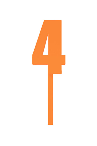 OEM Topper tort, "4", happy birthday,100 X 32 mm portocaliu