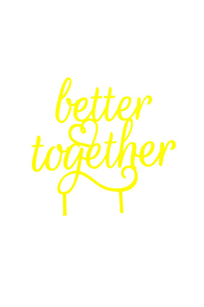 OEM Decoratiune tort, "BETTER TOGETHER", topper nunta 14,1 x 14 galben