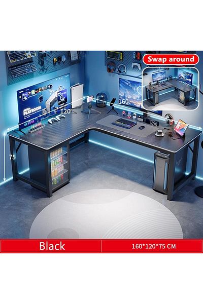 VINNYSEN L-Shaped Desk Computer Corner Desk with Shelf, L Shaped Home Office Table, Large Gaming Table