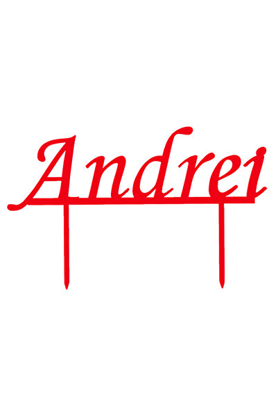 OEM Topper tort, "ANDREI", zi de nastere, aniversare 11,5 x 18,4 cm cm rosu