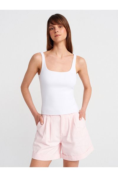 Dilvin 21057 Strappy Tank Top-White