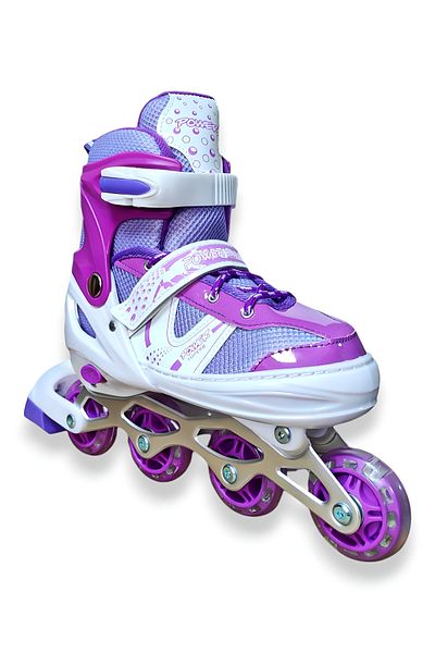 Brother Toys Number Adjustable Children's Skates with Lighted Bag 2+2 and 2+1+1 Roller Skates Pink Purple Black