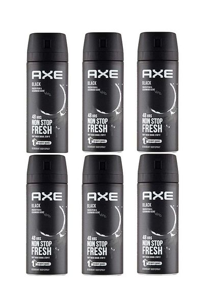 Axe Non Stop Fresh Black Body Spray Deodorant 6x150ml