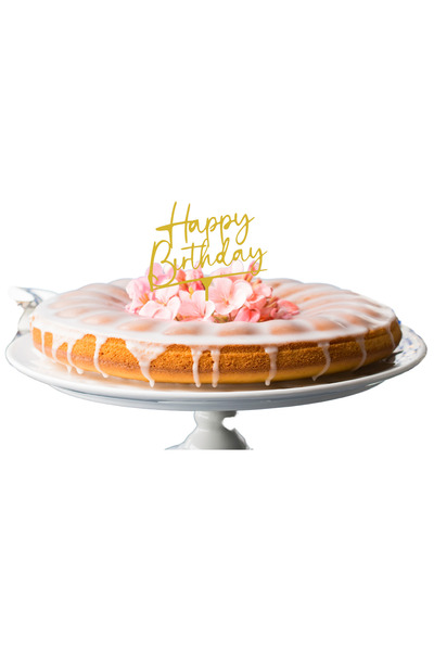 OEM Decoratiune tort, "HAPPY BIRTHDAY " topper the most important day, zi de nastere 18,8x 14,7 cm auriu