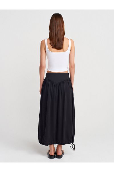 Dilvin 80422 Balloon Midi Skirt-Black