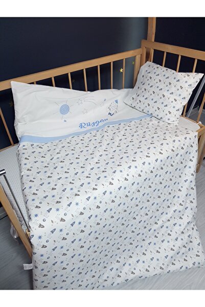 bebek_iklimi 5 Parça İsimli Nakışlı Bebek Uyku Seti – %100 Pamuk – 100x150 cm...