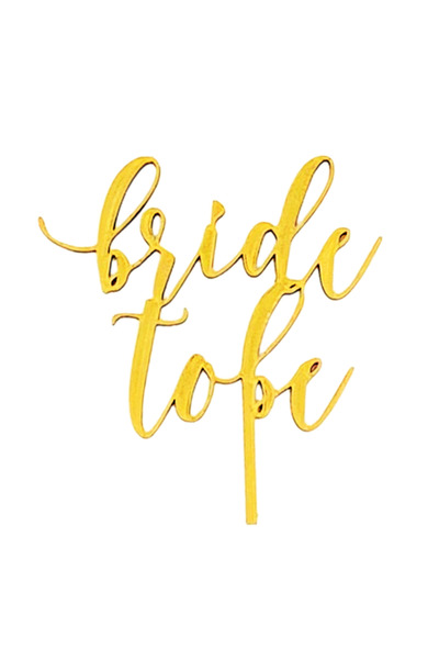 OEM Decoratiune topper tort "Bride to be", Galben, 14 cm