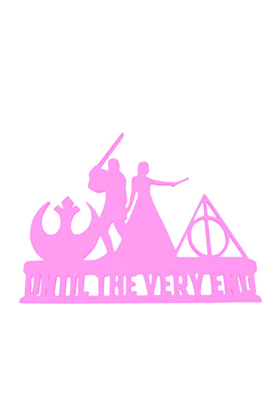 OEM Decoratiune topper tort nunta, Until the very end, mov 15 x 18 cm