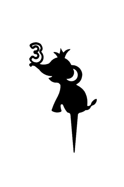 OEM Topper tort, "3", zi de nastere,137 X 85 mm negru