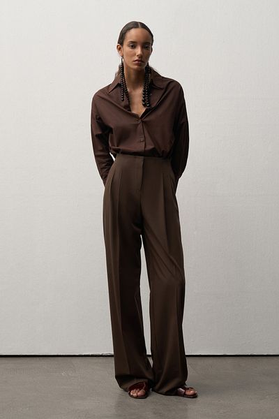 Mathilda By Çiğdem Bilici Women's Bitter Brown Vera Embroidery Detailed Poplin Shirt