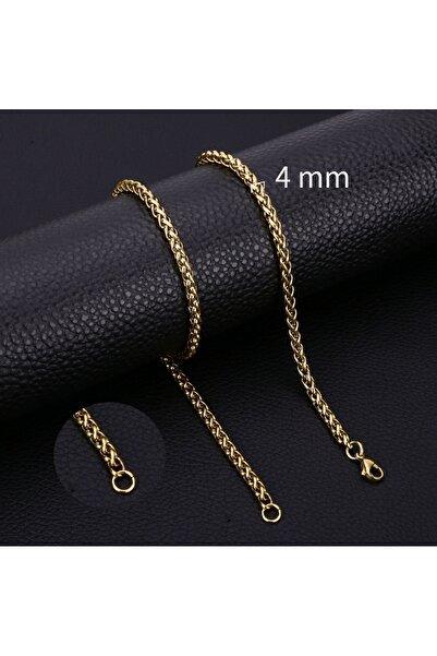 Choice4 60cm 4MM GOLD HIYEE Thickness 3/4/5/6/7/8mm Gold Color Wheat Braided ...