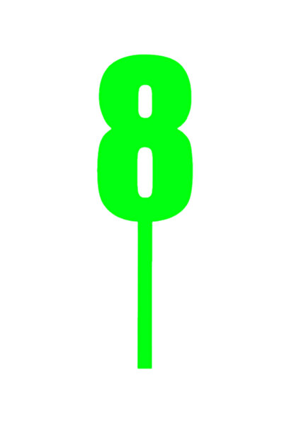 OEM Topper tort, "8", happy birthday,100 X 31 mm verde