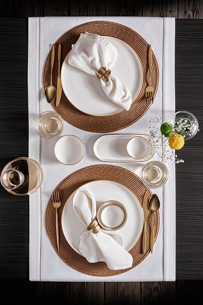 Kütahya Porselen Moderna 14 Piece 6-Person Breakfast Set Matte Gold Mesh