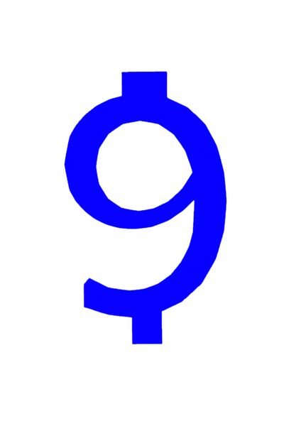 OEM Candle holder cake topper, "9", birthday, 100 X 60 mm blue