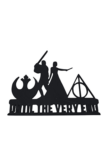 OEM Decoratiune topper tort nunta, Until the very end, negru 15 x 18 cm