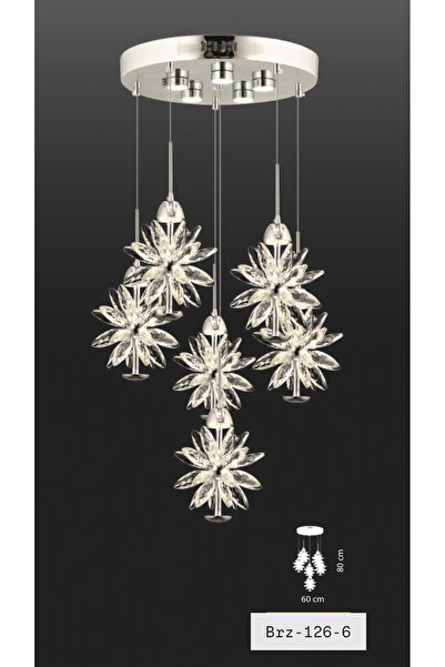 burenze Modern Sarkıt Premium Avize Krom Gövde Buz Beyazı Işık K9 Kristal Taş...