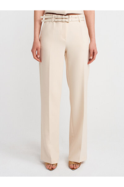 Dilvin 71654 Double Belted Trousers-Ecru