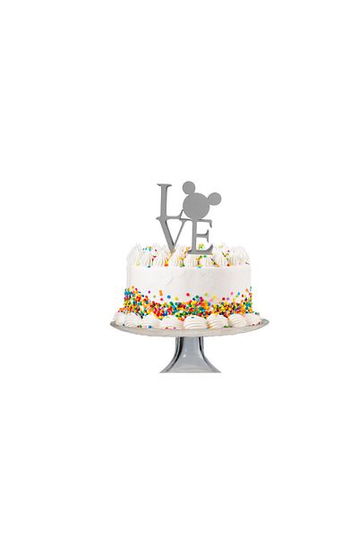 OEM Cake topper decoration, "LOVE", the magic of love Mickey Mouse model, 10 x 9 cm silver