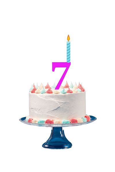 OEM Candle holder cake topper, "7", birthday, 100 X 68 mm light purple
