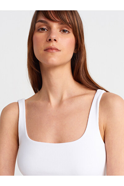Dilvin 21057 Strappy Tank Top-White