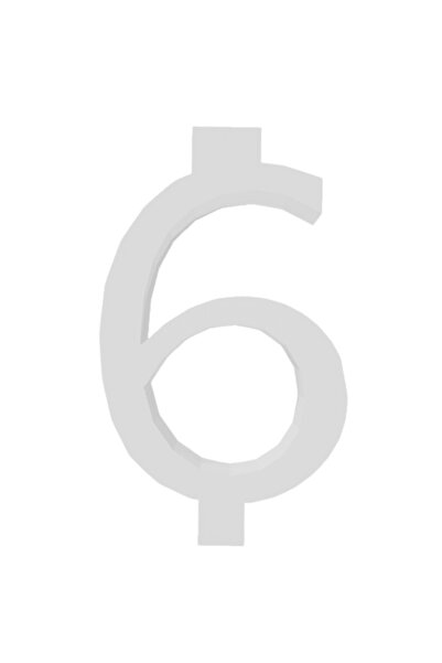 OEM Topper tort tip suport lumanare, "6", zi de nastere,100 X 60 mm alb ivory