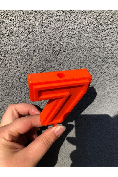 OEM Candle holder cake topper, "7", birthday, 100 X 66 mm orange