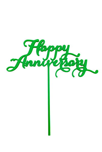 OEM Decoratiune topper tort "HAPPY ANNIVERSARY", verde 22 x 21.5 cm