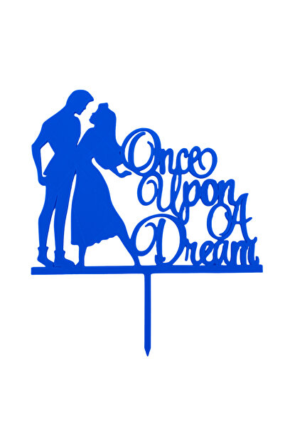 OEM Decoratiune topper tort nunta, Once upon a dream, albastru 19 x 16 cm