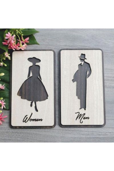 Mars Toilet Wc Sign Set of 2 Restaurants and Hotels Men Woman 12cm X 20 cm