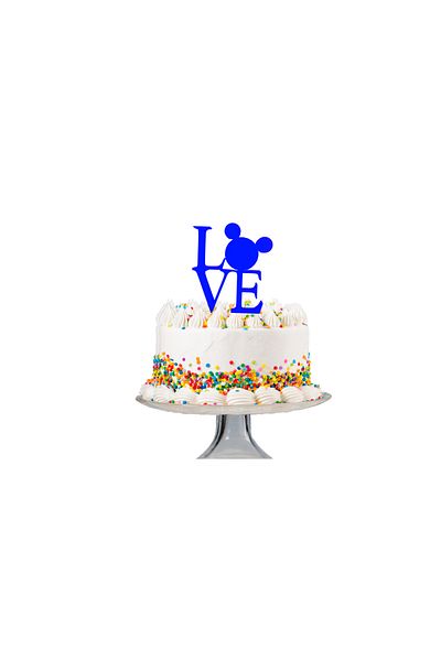 OEM Cake topper decoration, "LOVE", the magic of love Mickey Mouse model, 10 x 9 cm cm blue