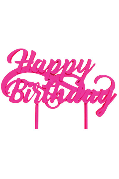 OEM Decoratiune "HAPPY BIRTHDAY" zi de nastere, 12,8 x 15 cm roz zmeuriu