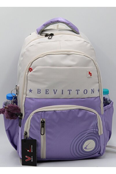 Bevitton Unisex Beige-Lilac School Backpack - Water Resistant 34400