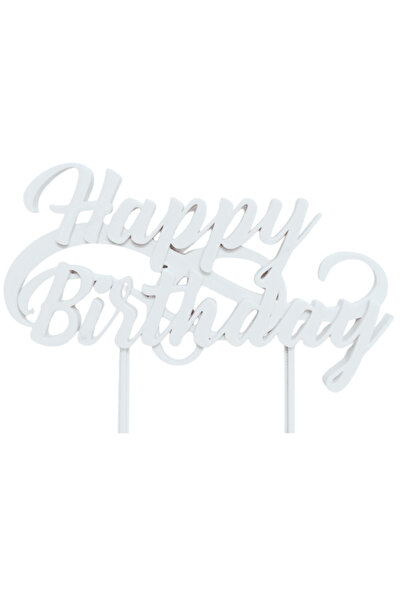 OEM Decoratiune "HAPPY BIRTHDAY" zi de nastere, 12,8 x 15 cm alb ivory