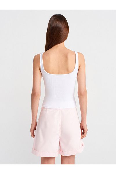 Dilvin 21057 Strappy Tank Top-White