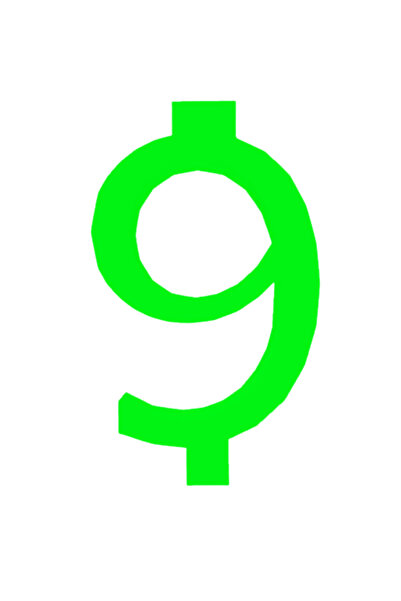 OEM Topper tort tip suport lumanare, "9", zi de nastere,100 X 60 mm verde