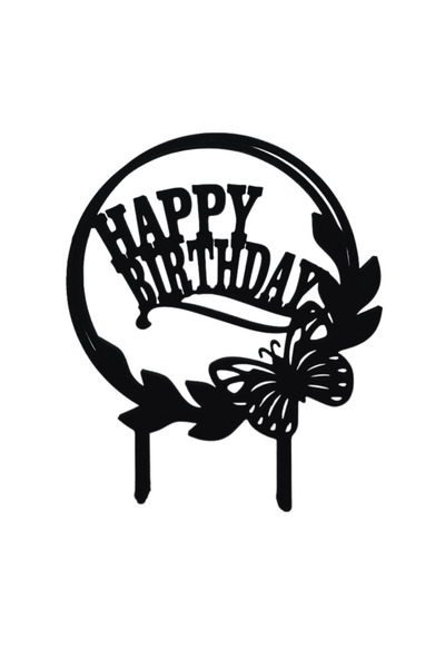 OEM Decoratiune topper, "Happy birthday Butterfly", pentru fetite, tematica f...