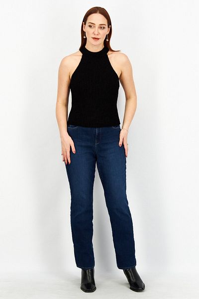 NA-KD Women High Neck Sleeveless Textured Top, Black