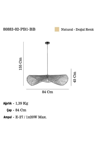 LUCEA DECONA Q60 CM BAMBOO TEKLI 1XE27